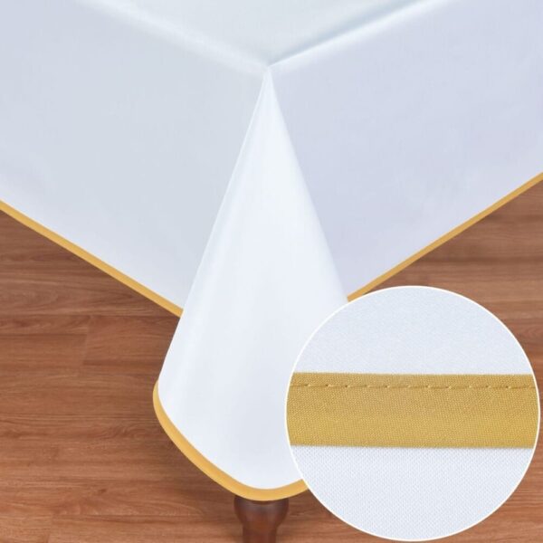 מפת שולחן דגם קפרי - לבן עם פס זהב