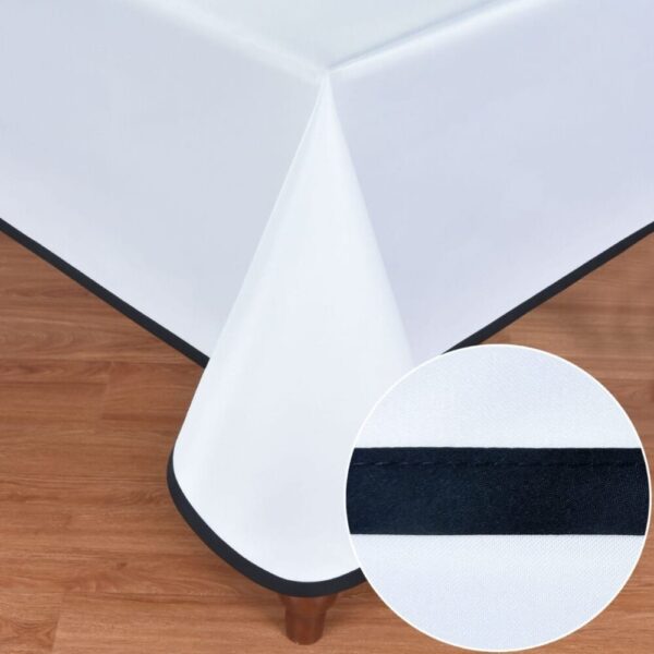 מפת שולחן דגם קפרי 150/250 מפה לבנה עם פס שחור