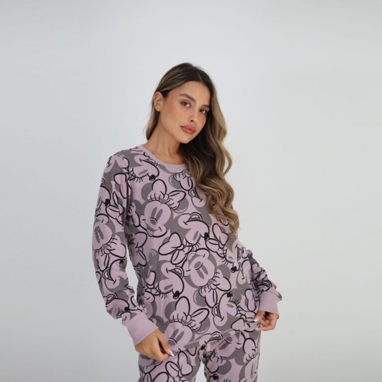 פיג'מת נשים דלתא דגם מיני מאוס שמחה מידות XS-XL - מעבר