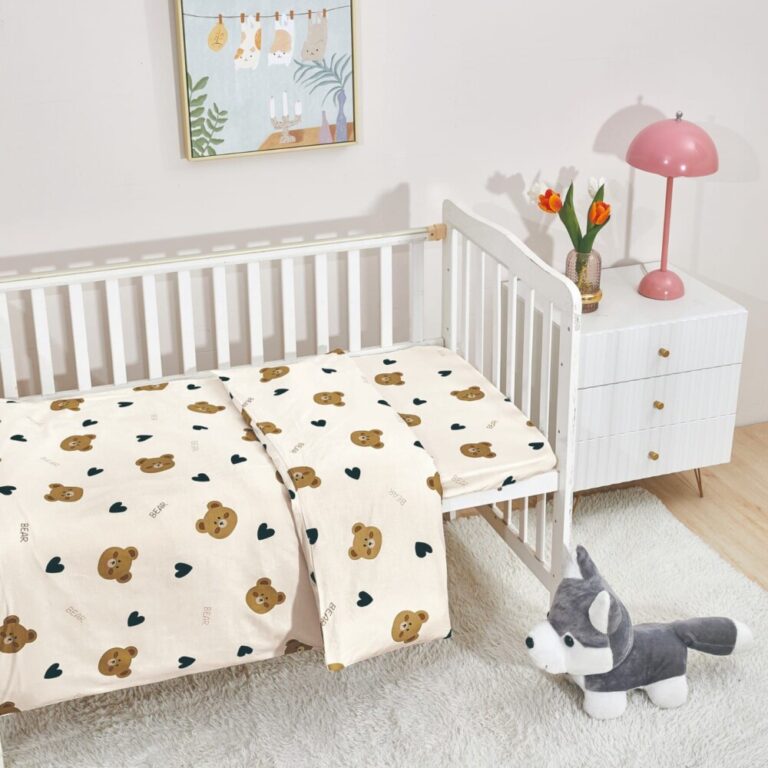 מצעים למיטת תינוק ומעבר 100% כותנה - דובונים