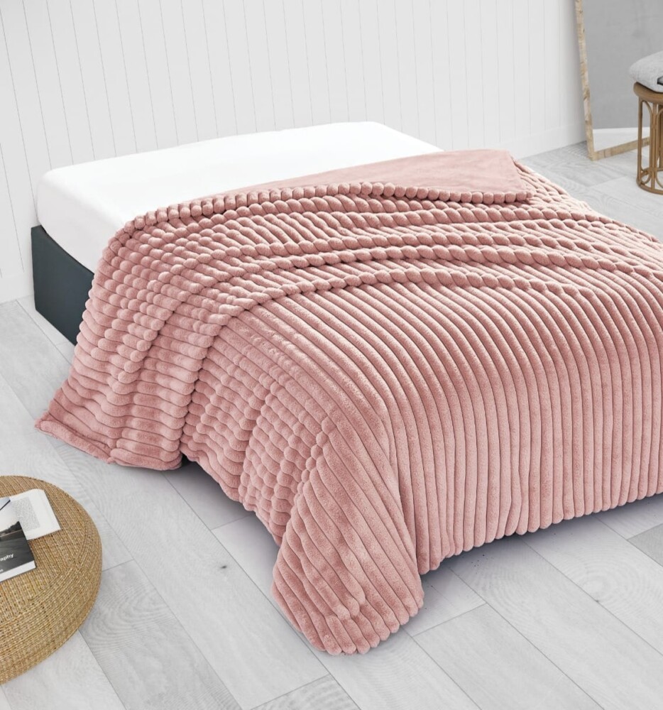 שמיכת חורף דו צדדית למיטת יחיד דגם עדי - ורוד