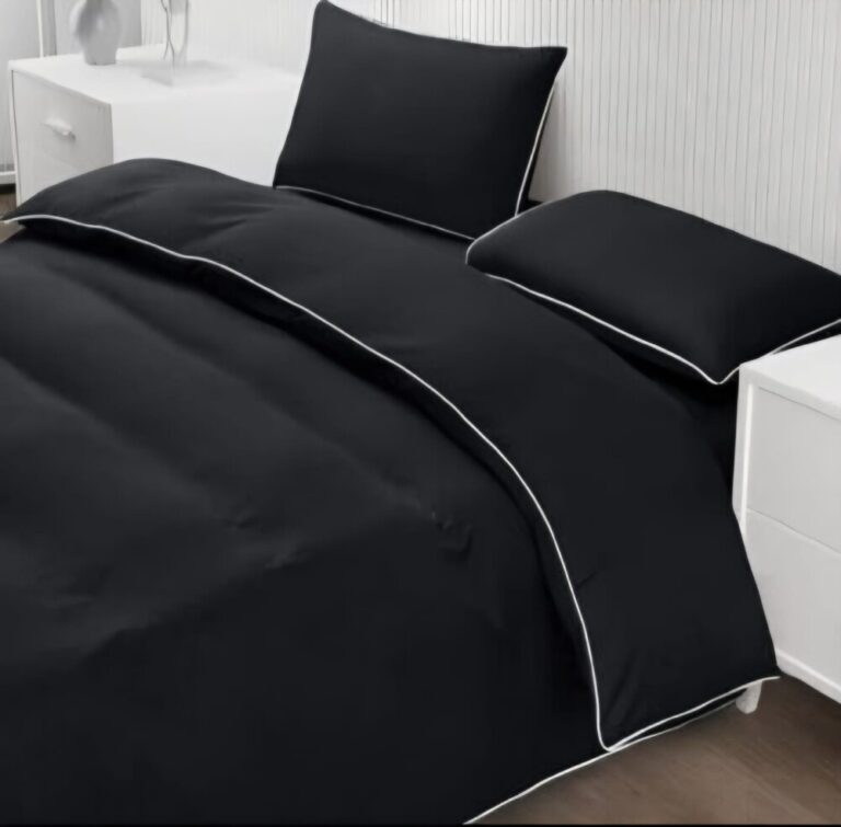 סט מצעים למיטה זוגית 100% כותנה דגם לימסול - שחור
