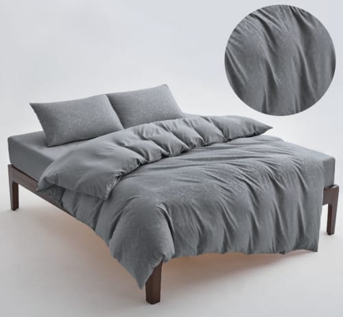 סט מצעים דגם לוטוס - אפור כהה