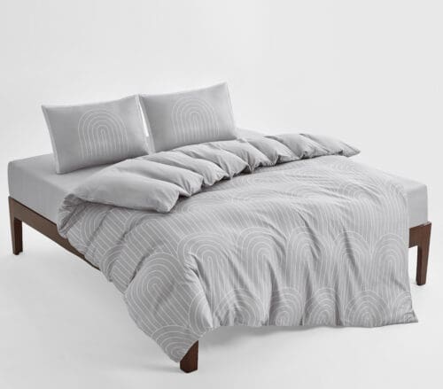 סט מצעים 100% כותנה דגם מונאר - אפור