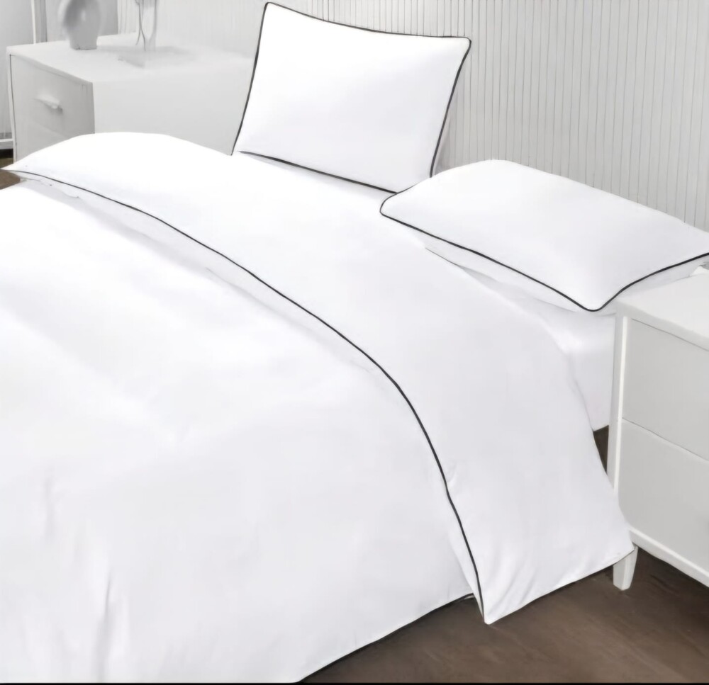 סט מצעים למיטה זוגית 100% כותנה דגם לימסול - לבן