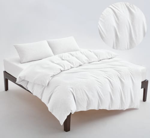 סט מצעים דגם לוטוס - לבן שמנת