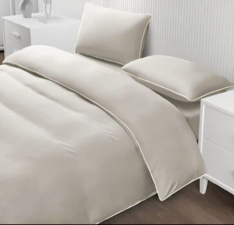 סט מצעים למיטה זוגית 100% כותנה דגם לימסול - קרם