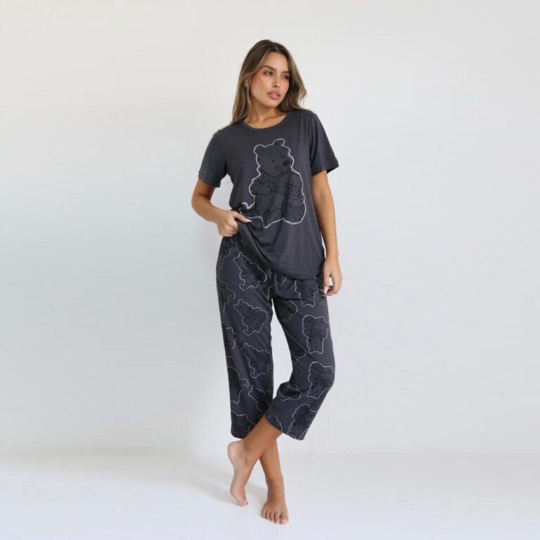 פיג'מת נשים דלתא דגם פו הדוב מידות S-XXXL קולקציית אביב קיץ 2026