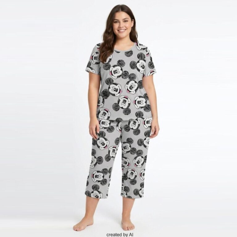 פיג'מת נשים דלתא דגם מיקי מאוס צוחק מידות XXL-XXXL קולקציית אביב קיץ 2026