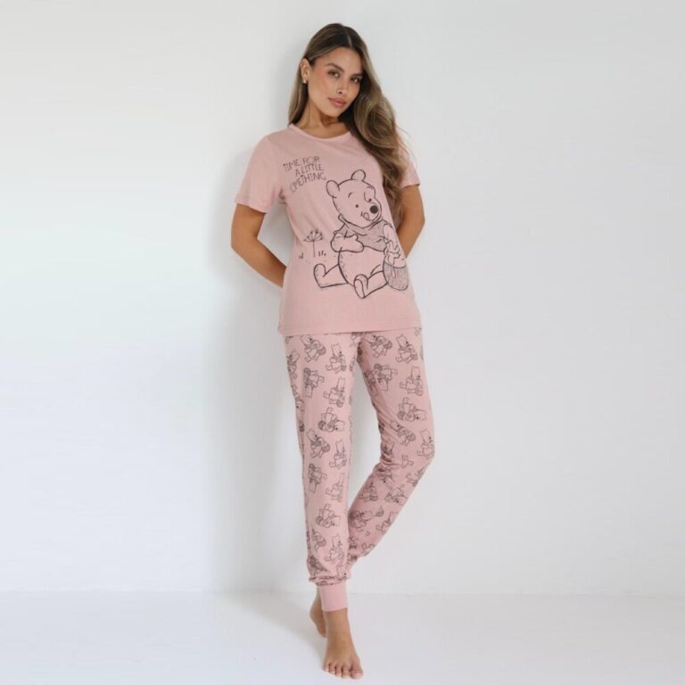 פיג'מת נשים דלתא דגם פו הדוב מידות XS-XXXL קולקציית אביב קיץ 2026